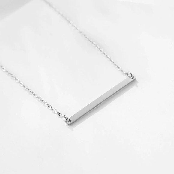 ⚜️[𝟯/$𝟮𝟴]⚜️Silver Bar Dainty Stainless Steel Necklace NEW - Picture 2 of 9